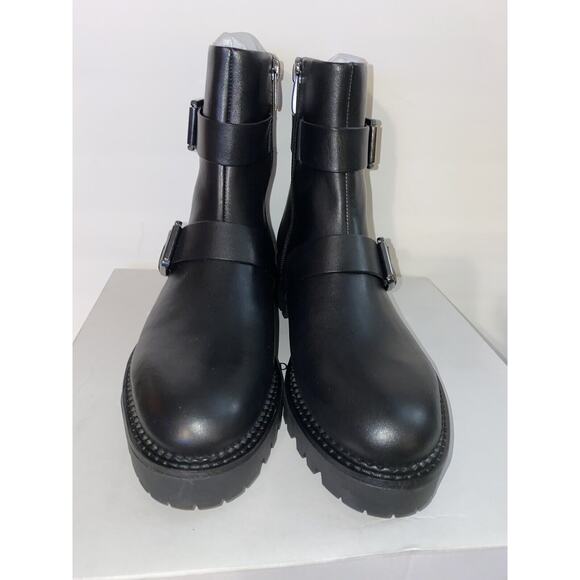 New Nordstrom Sz 9M Blk Nomacomb Lea Water Resist Zip Lug Sole Leather Moto Boot - Picture 4 of 8